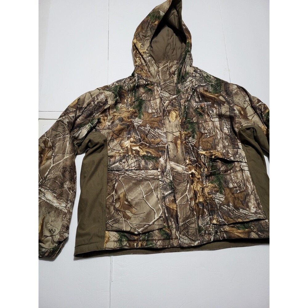 (#C)Field & Stream Mens XL Realtree Camo Hunting Jacket Quilt Lined Insulated